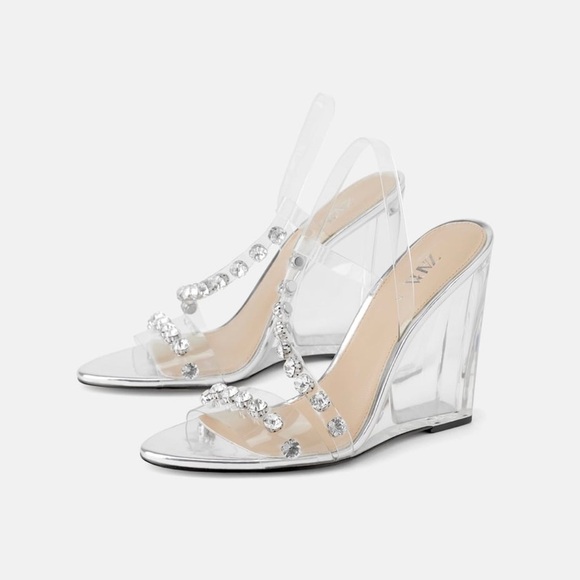 ZARA Embellished Vinyl Wedges - Picture 1 of 6